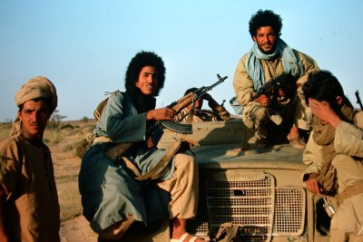 Polisario fighters inside Western Sahara in 1977, resisting  a Moroccan takeover.