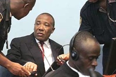 Former Liberian President Charles Taylor at the UN-backed court in Freetown, Sierra Leone.