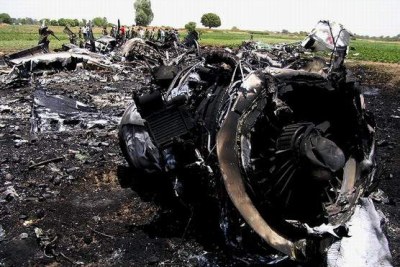 Restes de  l'Antonov 72 apres le crash