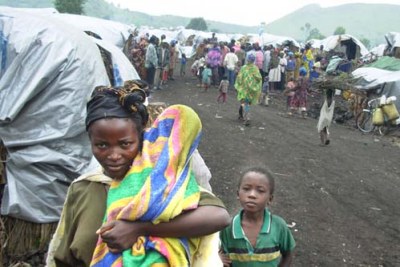 Congolese displaced by war are housed in camps such as this one, Mugunga I, which is west of Goma, the capital of Nord-Kivu province.