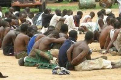 Scores of suspected members of Boko Haram detained at Maiduguri police headquarters in 2009.