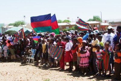 Voters demonstrate their support for SWAPO at an election rally (file photo).