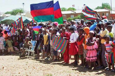 File Photo, Voters demonstrate their support for SWAPO at an election rally.