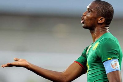Samuel Eto'o of Cameroon during the Africa Cup of Nations match between Cameroon and Gabon.