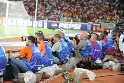 (Photo d'archives) - La presse internationale et africaine lors d'un match de coupe d'Afrique.