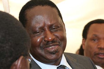 ODM leader Raila Odinga chats with members after a joint NEC and parliamentary group meeting