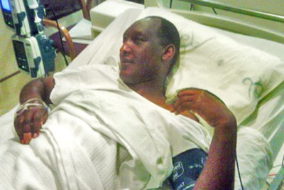 Faustin Kayumba Nyamwasa in his hospital bed.