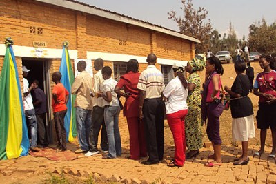 Voters line up to exercise their constitutional right to vote (file photo).