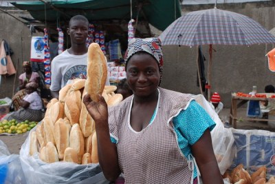 Bread at a street market in Maputo.