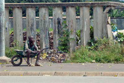 A street scene in Bouake, a town in the north that is controlled by the rebels.