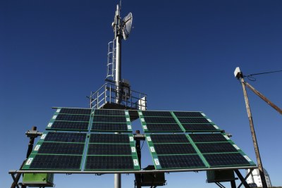 Solar-powered mobile phone mast.
