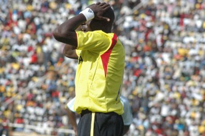 Cranes striker Geoffrey Massa reacts to a missed chance in a past campaign.