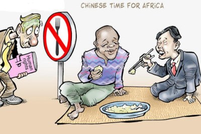 A cartoon about Chinese investment in Zambia.