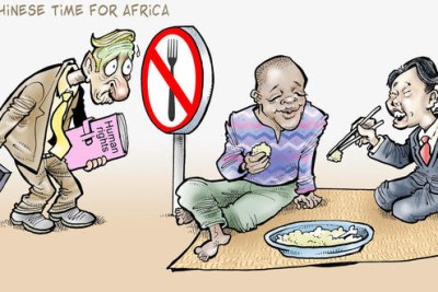 A cartoon about Chinese investment in Zambia.
