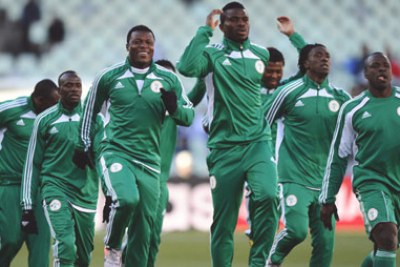 Super Eagles training ahead of the 2010 World Cup clash against Greece.