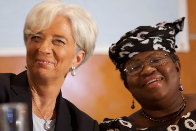 International Monetary Fund chief Christine Lagarde with Ngozi Okonjo-Iweala in Lagos.