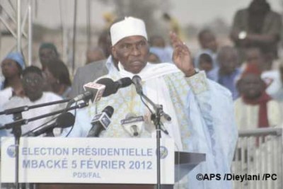 Abdoulaye Wade, Candidat de la coalition Forces Alliées (FAL 2012) lors de son Meeting à M'Backé.