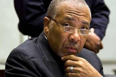 Former Liberian president Charles Taylor in court.
