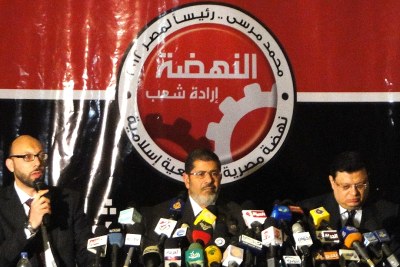 President of Egypt, Mohamed Mursi, centre.