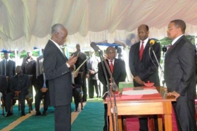 Mr. Joseph Sinde Warioba was sworn-in by President Kikwete as chair of the Constitutional Review Commission.