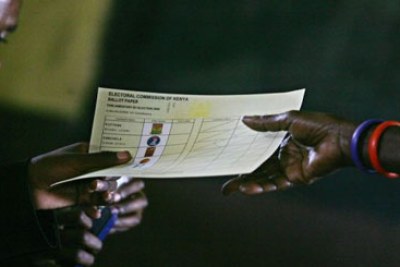 Ballot paper(file photo): The electoral commission has taken to manual counting after the electronic system failed to transmit provisional figures.