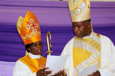 Bishop Ellinah Ntombi Wamukoya with Archbishop Thabo Makgoba.