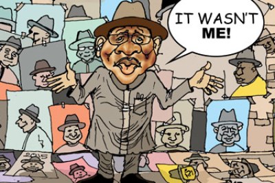 A cartoon depicting President Goodluck Jonathan.