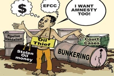 Oil thief cartoon.