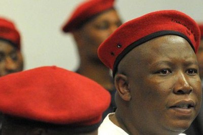 Controversial expelled ANC youth league leader and now leader of the Economic Freedom Fighters, Julius Malema during the launch of the party's manifesto in July 2013.
