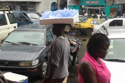 A major thoroughfare in Monrovia is busy despite the Ebola scare.
