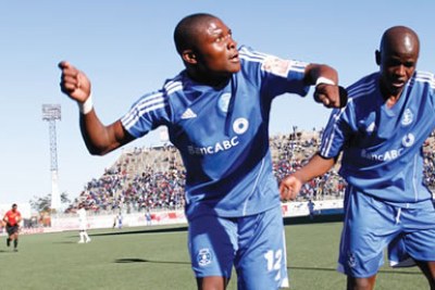 One of  Dynamos FC axed players, Patrick Khumbula, in front  (File Photo)