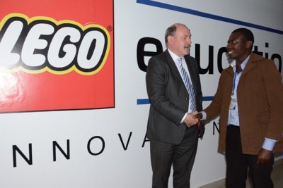 GEMS Cambridge International School CEO/Principal, Mr. David McLaughlin (left) at the launch of the LEGO Education Innovation Studio.