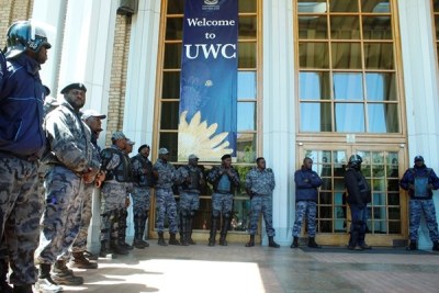 University of Western Cape called in private security to protect campus after acts of vandalism and arson. Access was strictly controlled.