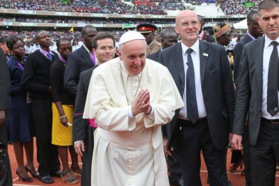Pope at the Youth Meeting in Kasarani Stadium.