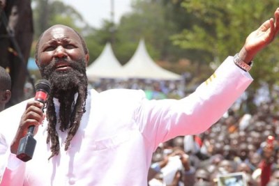 Prophet David Owuor of the Ministry of Repentance and Holiness during a National Thanks Giving Meeting at Eldoret Sports Club (file photo).