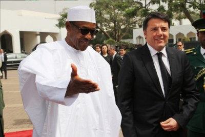 President Muhammadu Buhari with Italian Prime Minister, Matteo Renzi.