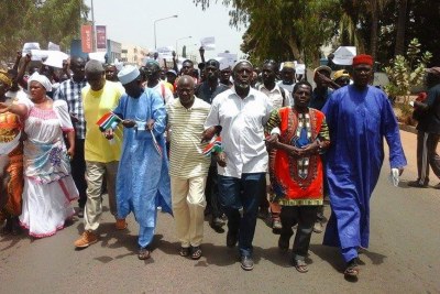 Manifestation contre l'arrestation d'opposants gambiens, le jeudi 14 avril 2016 à Banjul (photo d'archives)