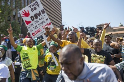 ANC members protest against President Jacob Zuma.