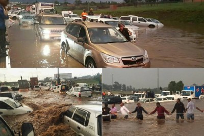 Images of motorists and cars affected by the flash floods in Gauteng.