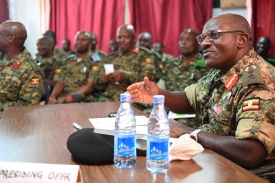 General Wamala during his last official assignment as Chief of Defence Forces, during a visit to Somalia.