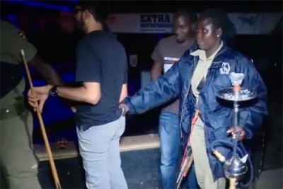 Police arrest shisha smokers at a city bar at the weekend.