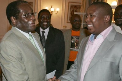 President Robert Mugabe and South Africa's EFF leader Julius Malema (file photo).