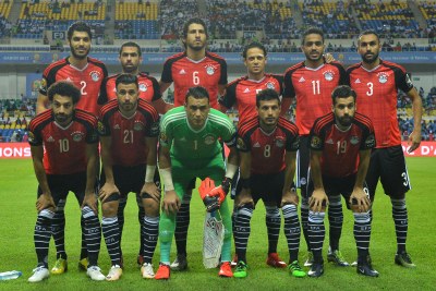 Egypt's Africa Cup of Nations 2017 team, pictured at their semi-final match.
