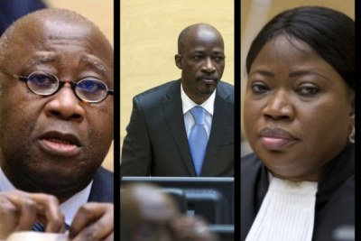 Laurent Gbagbo, Charles Blé Goudé and Chief Prosecutor of the ICC Fatou Bensouda.