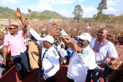 Kenya's new National Super Alliance (NASA) led by Raila Odinga held a well-attended rally in Meru County (file photo).