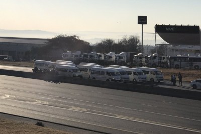 Taxis block a highway in Gauteng.