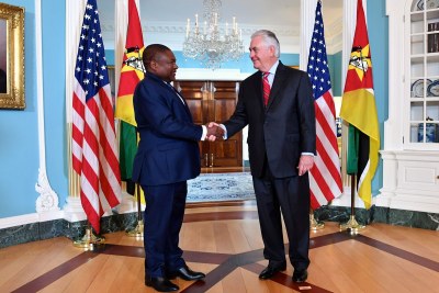 Secretary Tillerson welcomed #Mozambique President Filipe Jacinto Nyusi to the @StateDept this morning.