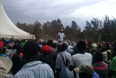 Nasa leader Raila Odinga arriving at Kamukunji Grounds, Nairobi for a rally on October 18, 2017.