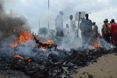 Youths protesting in Kisumu (file photo).