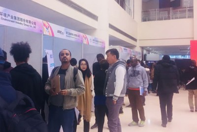 Job fair at the University of International Business and Economics  in Beijing, China that brought African students face-to-face with executives of over 60 Chinese firms looking to potentially hire Africans who are prospective graduates of Chinese universities.